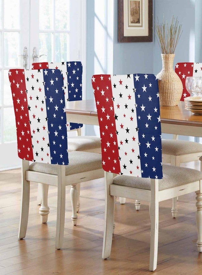 LooPoP 4th of July Chair Covers Set of 4 Patriotic Stars American Flag Chair Slipcover Protector Stretch Chair Covers Red White and Blue Independence Day Chair Back Covers for Dining Chairs Kitchen Party - Image 2